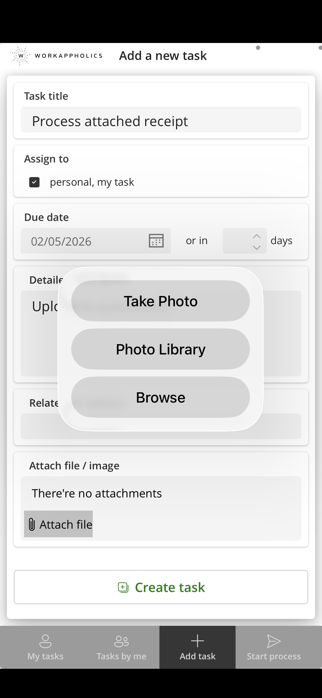 Mobile - New Task